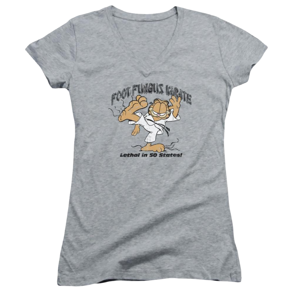 Garfield Foot Fungus Karate - Juniors V-Neck T-Shirt Juniors V-Neck T-Shirt Garfield