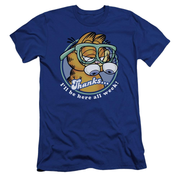 Royal men's premium slim fit t-shirt with Garfield Performing graphic