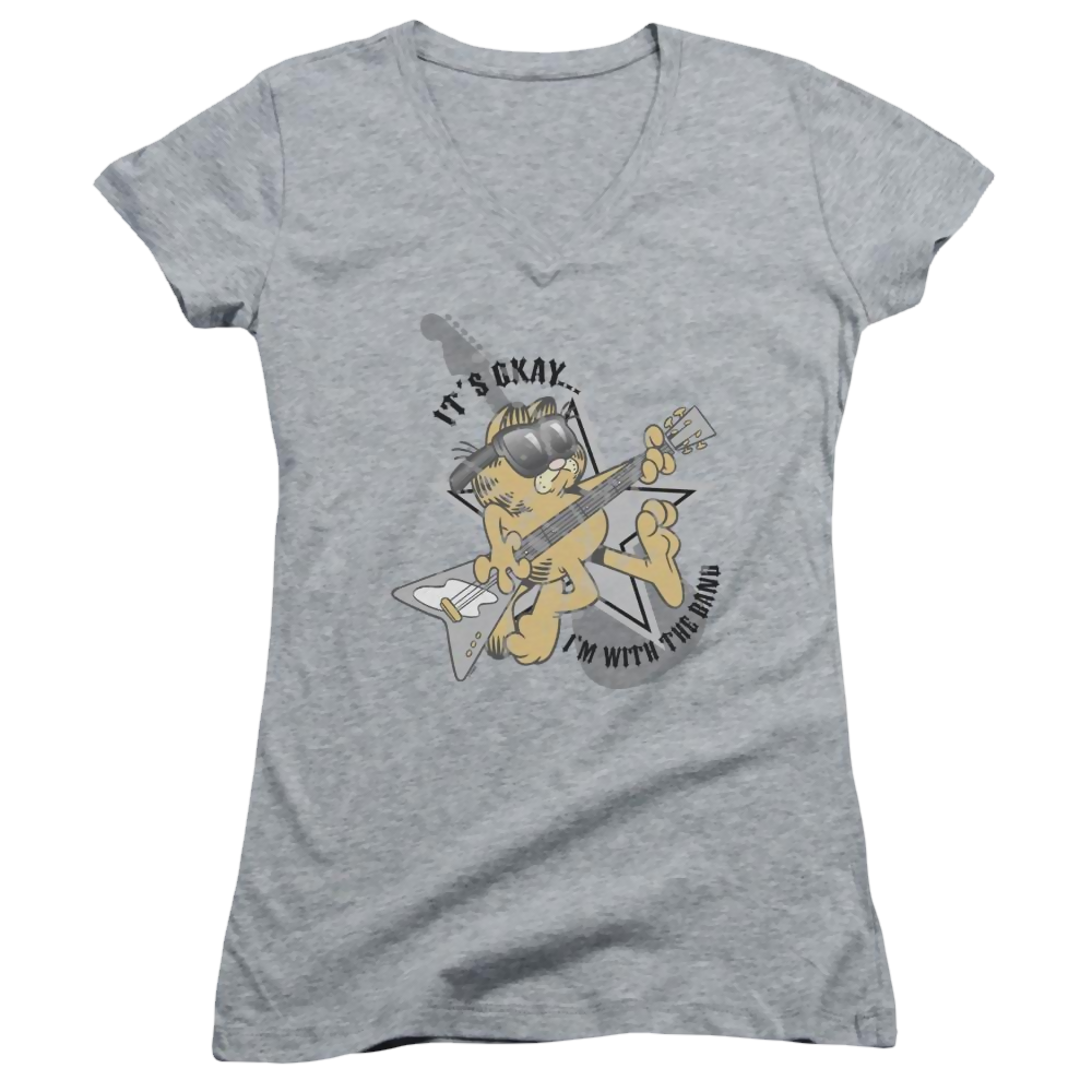Garfield Im With The Band - Juniors V-Neck T-Shirt Juniors V-Neck T-Shirt Garfield