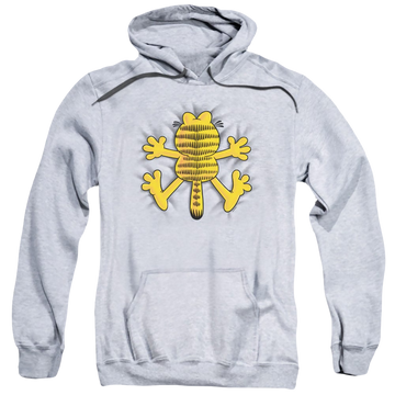 Athletic heather pullover hoodie with Garfield Ow graphic