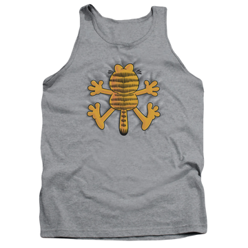 Athletic heather men's tank with Garfield Ow graphic