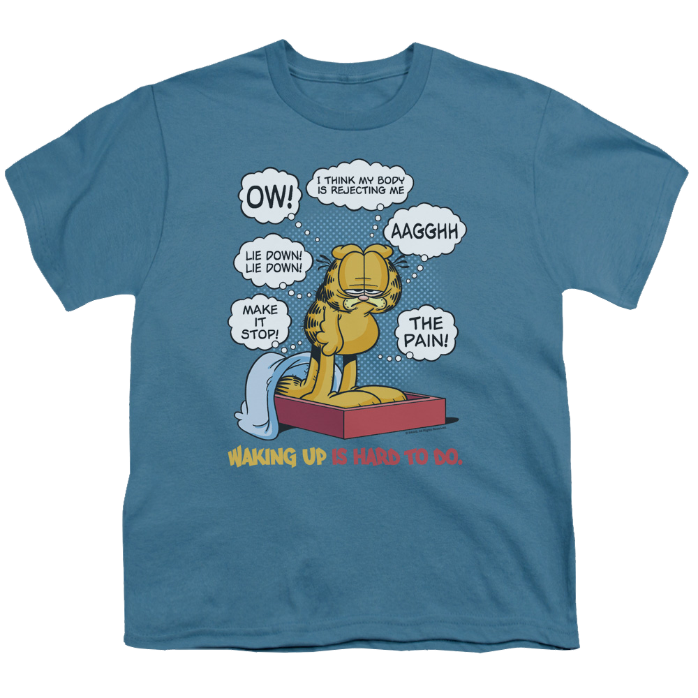 Garfield Waking Up Is Hard To Do - Youth T-Shirt (Ages 8-12) Youth T-Shirt (Ages 8-12) Garfield