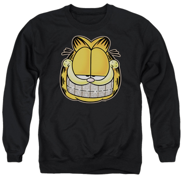 Black men's crewneck sweatshirt with Garfield Nice Grill graphic