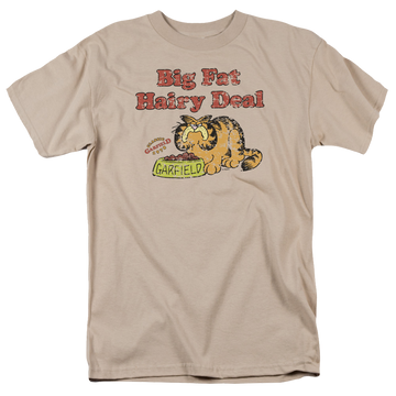 Sand men's regular fit t-shirt with Garfield Big Fat Hairy Deal graphic
