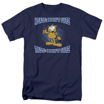 Navy men's regular fit t-shirt with Garfield Heads Or Tails graphic
