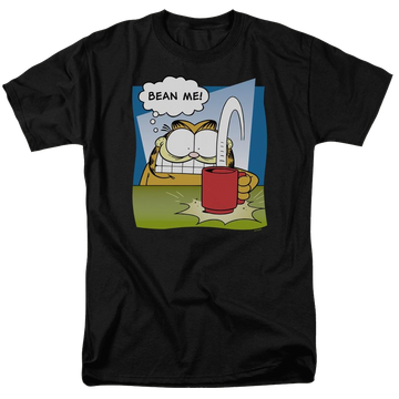 Black men's regular fit t-shirt with Garfield Bean Me graphic