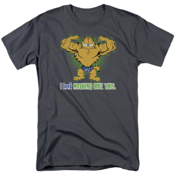 Charcoal men's regular fit t-shirt with Garfield Nothing Like This graphic