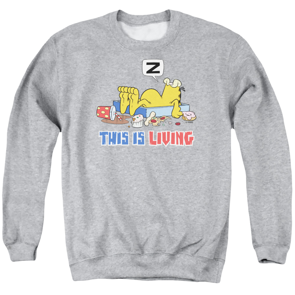 Garfield This Is Living - Men's Crewneck Sweatshirt Men's Crewneck Sweatshirt Garfield