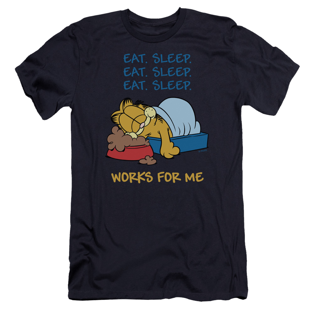 Garfield Works For Me - Men's Premium Slim Fit T-Shirt Men's Premium Slim Fit T-Shirt Garfield