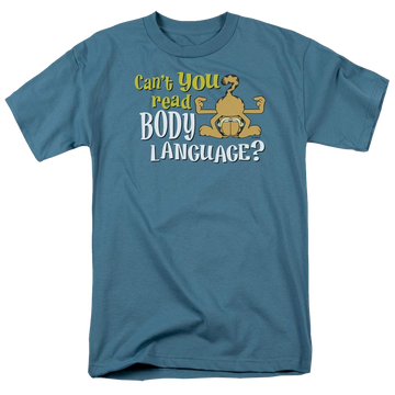 Slate men's regular fit t-shirt with Garfield Body Language graphic