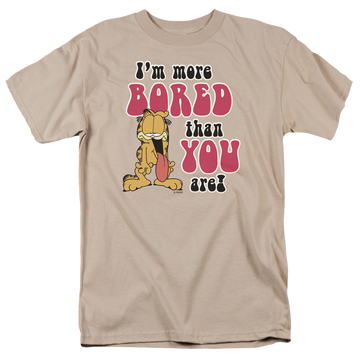 Sand men's regular fit t-shirt with Garfield More Bored graphic