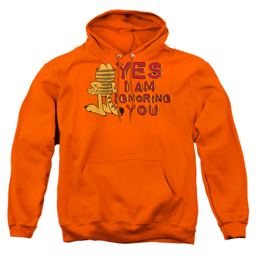 Orange pullover hoodie with Garfield Yes I Am graphic