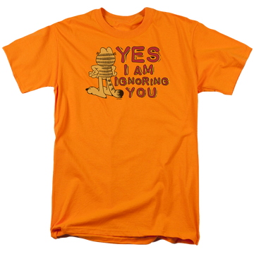 Orange men's regular fit t-shirt with Garfield Yes I Am graphic