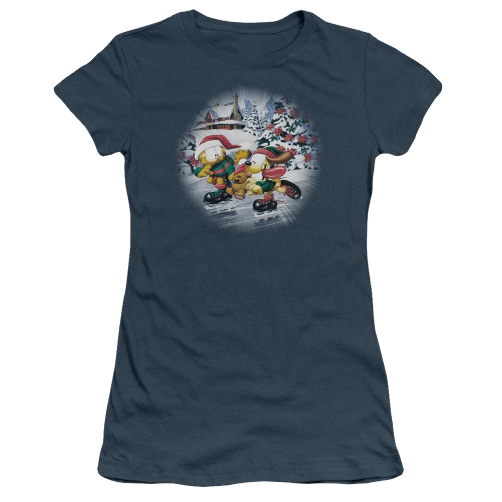 Garfield Ice Skating - Juniors T-Shirt Juniors T-Shirt Garfield