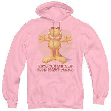 Pink pullover hoodie with Garfield Have You graphic