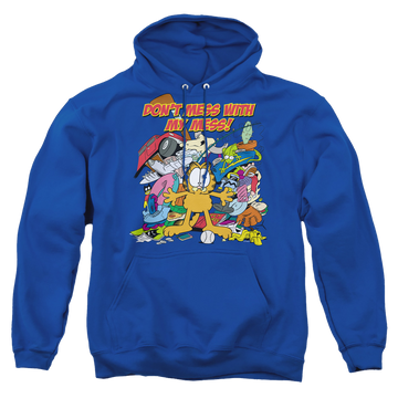 Royal pullover hoodie with Garfield My Mess graphic
