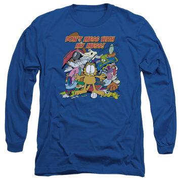 Royal men's long sleeve t-shirt with Garfield My Mess graphic