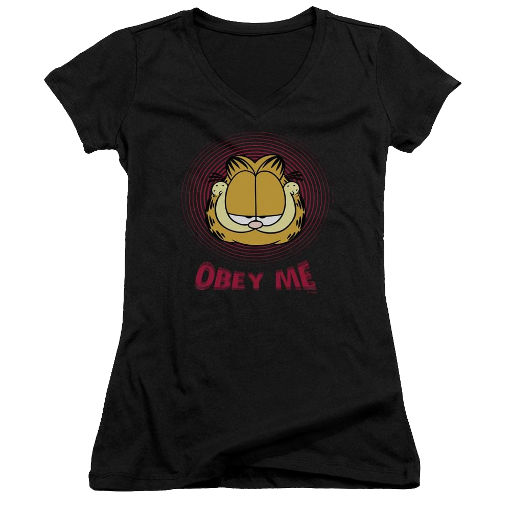 Garfield Obey Me - Juniors V-Neck T-Shirt Juniors V-Neck T-Shirt Garfield