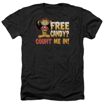 Charcoal men's heather t-shirt with Garfield Count Me In graphic
