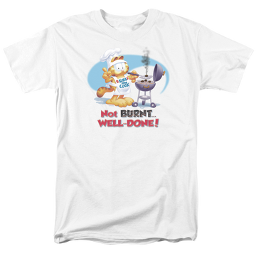 White men's regular fit t-shirt with Garfield Well Done graphic