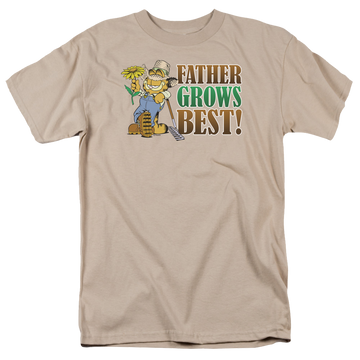 Sand men's regular fit t-shirt with Garfield Father Grows Best graphic