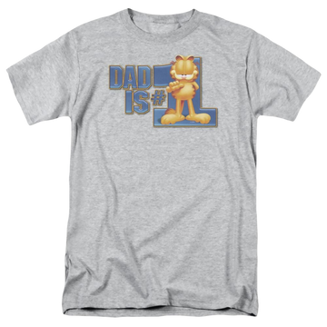 Athletic heather men's regular fit t-shirt with Garfield Dad Is Number One graphic