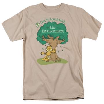 Sand men's regular fit t-shirt with Garfield Get In Touch graphic