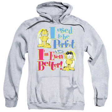 Athletic heather pullover hoodie with Garfield Even Better graphic
