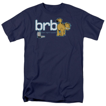 Navy men's regular fit t-shirt with Garfield Be Right Back graphic