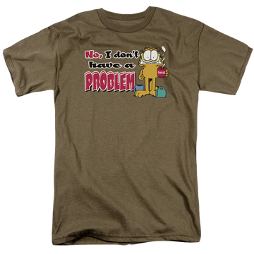 Safari green men's regular fit t-shirt with Garfield No Problem graphic