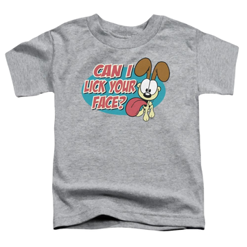 Athletic heather toddler t-shirt with Garfield Question graphic
