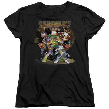 Black women's t-shirt with Garfield Spotlight graphic