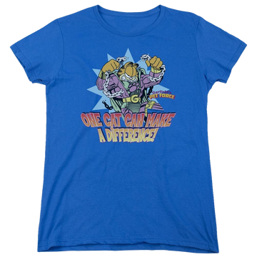 Royal women's t-shirt with Garfield Make A Difference graphic
