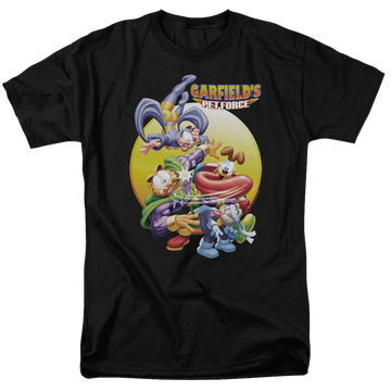Black men's regular fit t-shirt with Garfield Tongue Of Doom graphic