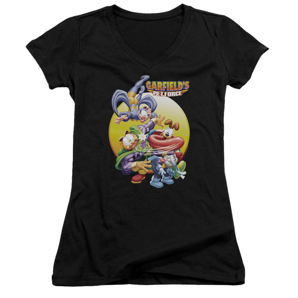 Garfield Tongue Of Doom - Juniors V-Neck T-Shirt Juniors V-Neck T-Shirt Garfield