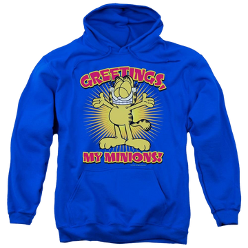 Royal pullover hoodie with Garfield Minions graphic