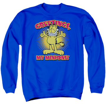 Royal men's crewneck sweatshirt with Garfield Minions graphic