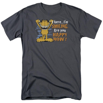 Charcoal men's regular fit t-shirt with Garfield Smiling graphic