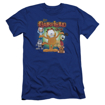 Royal men's premium slim fit t-shirt with The Garfield Show graphic