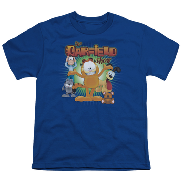 Royal youth t-shirt for ages 8 to 12 with The Garfield Show graphic