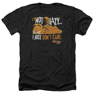 Charcoal men's heather t-shirt with Garfield Not Lazy graphic