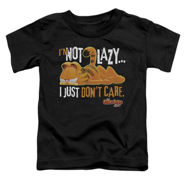 Black toddler t-shirt with Garfield Not Lazy graphic