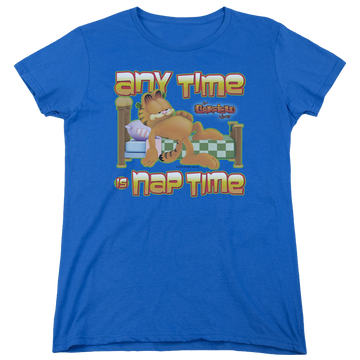 Royal women's t-shirt with Garfield Nap Time graphic