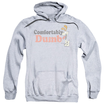 Athletic heather pullover hoodie with Garfield Comfortably Dumb graphic