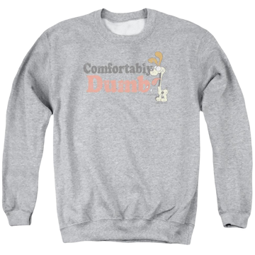 Athletic heather men's crewneck sweatshirt with Garfield Comfortably Dumb graphic