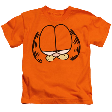 Orange kid's t-shirt for ages 4 to 7 with Garfield Big Head graphic