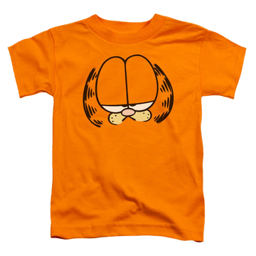 Orange toddler t-shirt with Garfield Big Head graphic