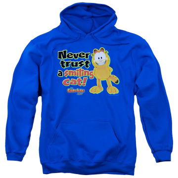 Royal pullover hoodie with Garfield Smiling graphic