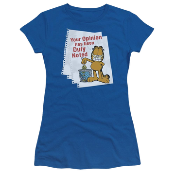 Royal juniors t-shirt with Garfield Duly Noted graphic