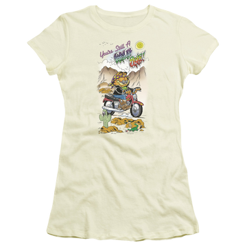 Cream juniors t-shirt with Garfield Wild One graphic